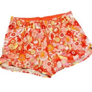 Avia Floral Active Shorts, Womens XXL 20, Coral Yellow, Lined, Running, Retro
